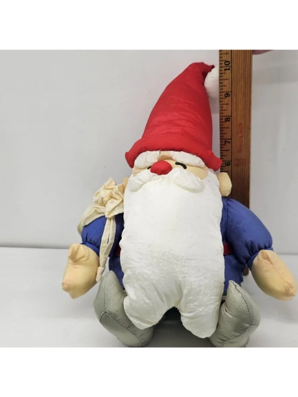 Vintage Christmas Elf With Bag Nylon Puffy Stuffed Plush Toy Korea 1990's